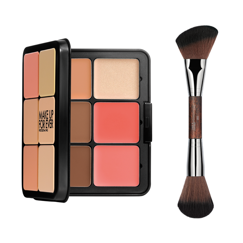 ALL-IN-ONE PALETTE & BRUSH DUO - HD Skin All-In-One Palette + Double-Ended Sculpting Brush - 158
