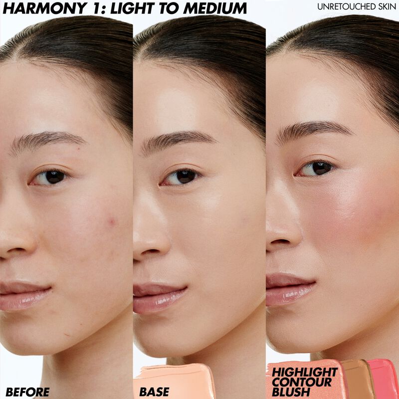 HD SKIN FACE ESSENTIALS PALETTE WITH HIGHLIGHTERS - Cream face palette: foundation, blush & highlighter