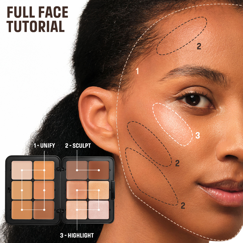HD SKIN SCULPTING PALETTE - Face sculpt palette: contour, blush & highlight