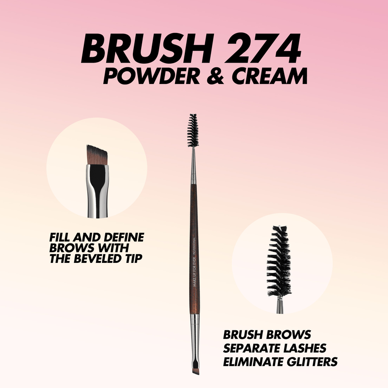 DOUBLE-ENDED ANGLED EYEBROW AND EYELASH BRUSH - 274 - Angled brow & lash brush: grooming & definition